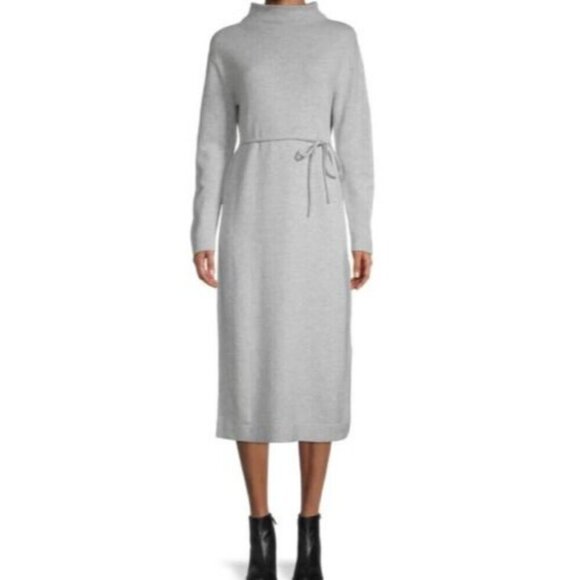 Vince Italian Grey Wool Cashmere Funnel Neck Midi Dress XXS - Picture 1 of 10